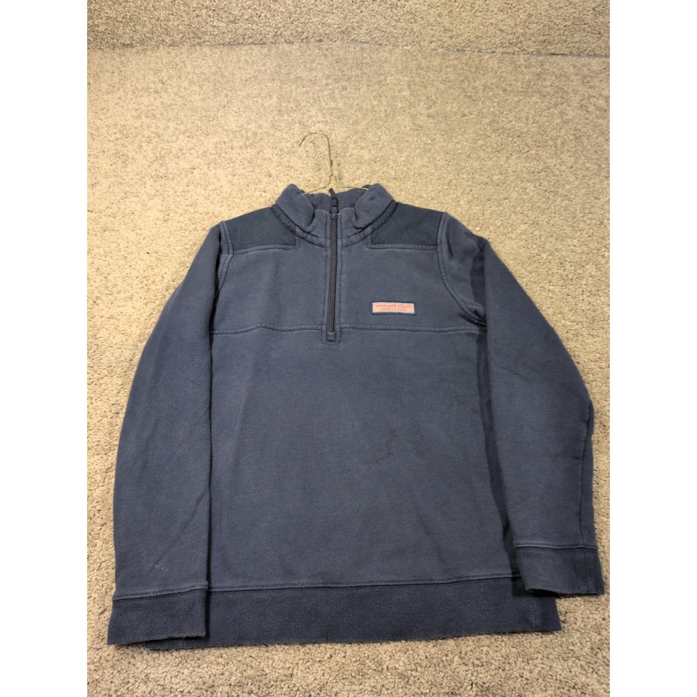 Vineyard Vines Boys Navy‎ Blue Quarter Zip Pullover Sweatshirt Size Medium 12-14